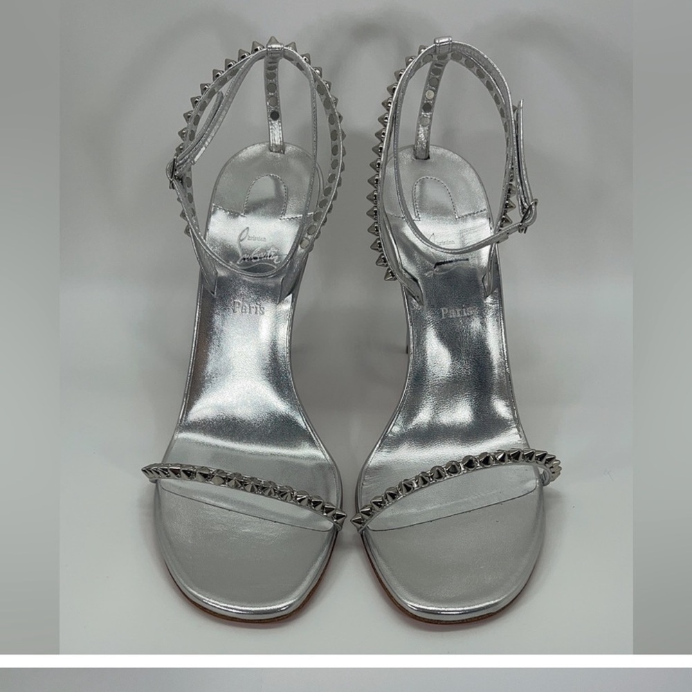 Christian Louboutin So Me Spike 100 Metallic Leather Sandals
